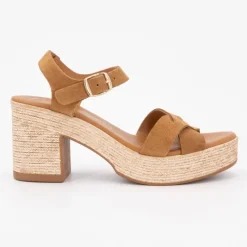 Discount Sandales à talons cuir avec boucle dorée Femme Femme Sandales