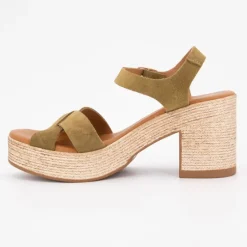 New Sandales à talons cuir avec boucle dorée Femme Femme Sandales