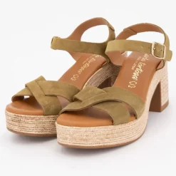 New Sandales à talons cuir avec boucle dorée Femme Femme Sandales