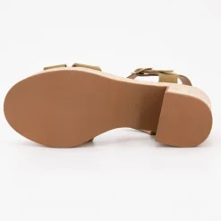 New Sandales à talons cuir avec boucle dorée Femme Femme Sandales