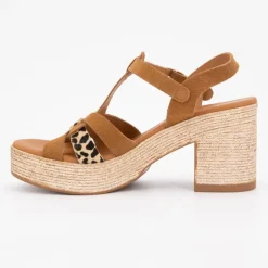 Sale Sandales à talons imprimé léopard avec effet daim Femme Femme Sandales