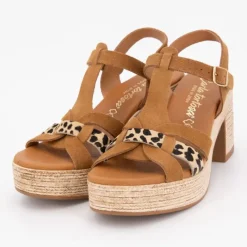 Sale Sandales à talons imprimé léopard avec effet daim Femme Femme Sandales