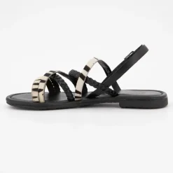 Discount Sandales black tressées Ormia à motif zèbre Femme Femme Sandales