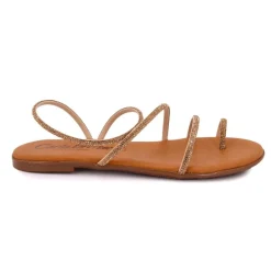 Hot Sandales brides à strass cristale en cuir Femme Femme Sandales