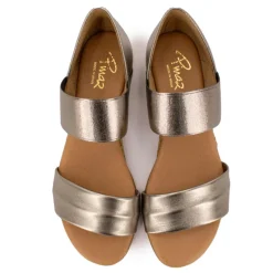 Hot Sandales brillantes effet chromé compensées Femme Femme Sandales