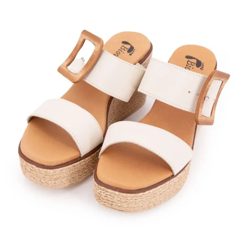 Sandales compensée madera boucle en bois Femme Femme Sandales