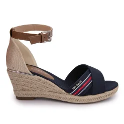 Sale Sandales compensées beige et bleu nuit Femme Femme Tongs, Mules|Sandales