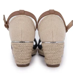 Sale Sandales compensées beige et bleu nuit Femme Femme Tongs, Mules|Sandales