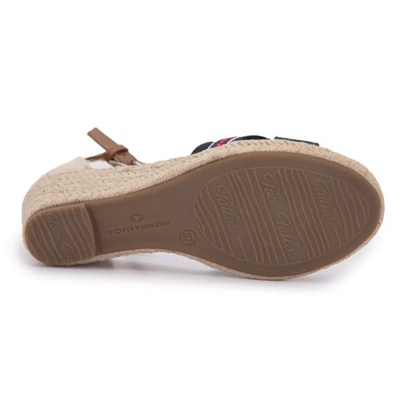 Sale Sandales compensées beige et bleu nuit Femme Femme Tongs, Mules|Sandales