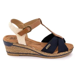 Online Sandales compensées beige et bleu Femme Femme Sandales