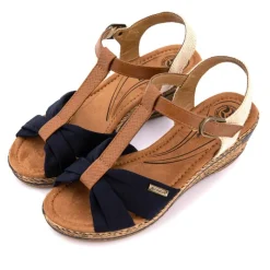 Online Sandales compensées beige et bleu Femme Femme Sandales