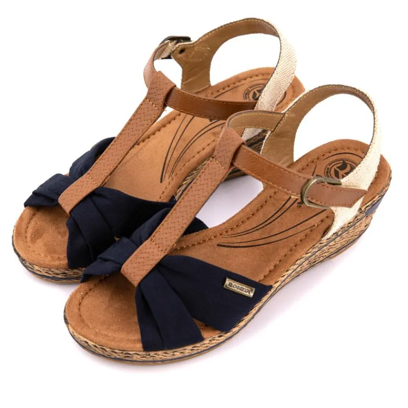 Online Sandales compensées beige et bleu Femme Femme Sandales