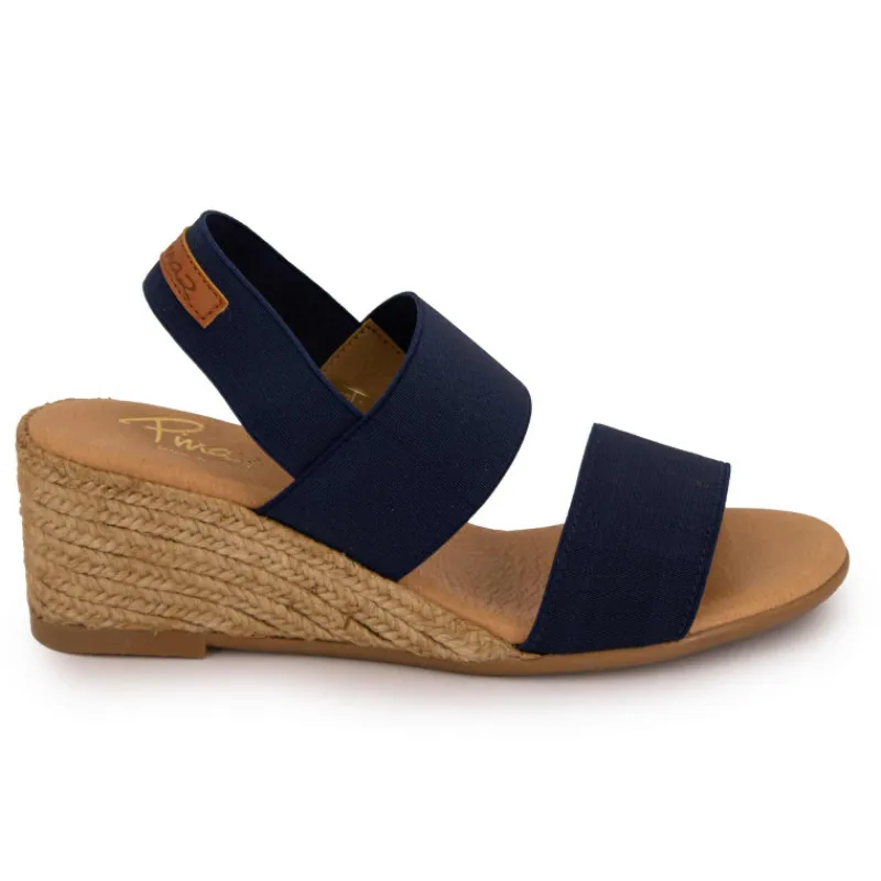 Sale Sandales compensées bleu marine semelle tressée Femme Femme Sandales