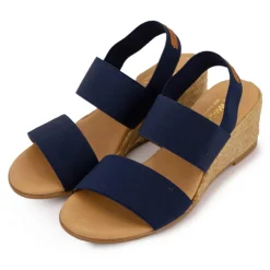 Sale Sandales compensées bleu marine semelle tressée Femme Femme Sandales