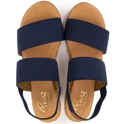 Sale Sandales compensées bleu marine semelle tressée Femme Femme Sandales