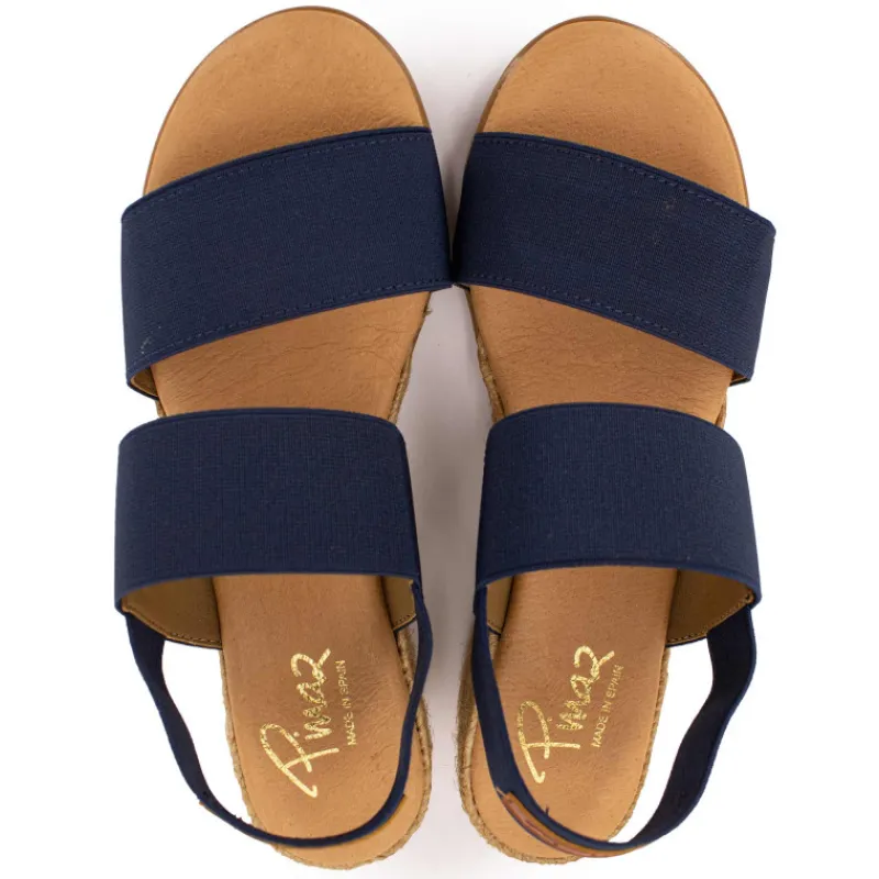 Sale Sandales compensées bleu marine semelle tressée Femme Femme Sandales