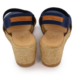 Sale Sandales compensées bleu marine semelle tressée Femme Femme Sandales