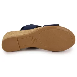 Sale Sandales compensées bleu marine semelle tressée Femme Femme Sandales