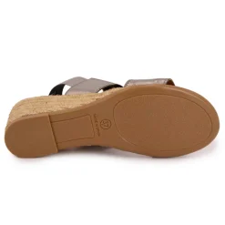 New Sandales compensées brillantes semelle corde Femme Femme Sandales