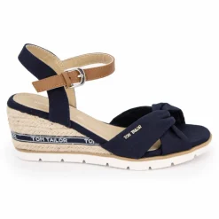 Clearance Sandales compensées couleur Navy semelle en corde Femme Femme Sandales