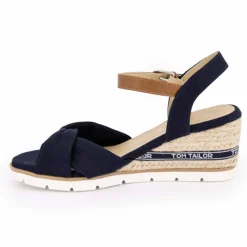 Clearance Sandales compensées couleur Navy semelle en corde Femme Femme Sandales