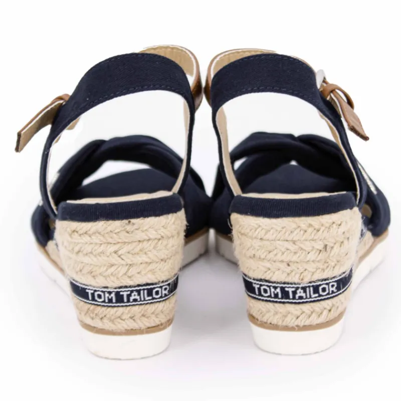 Clearance Sandales compensées couleur Navy semelle en corde Femme Femme Sandales