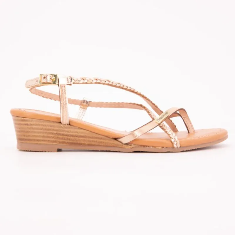 Sandales compensées cuir Homatres irisé avec tresses Femme Femme Sandales