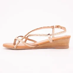 Sandales compensées cuir Homatres irisé avec tresses Femme Femme Sandales