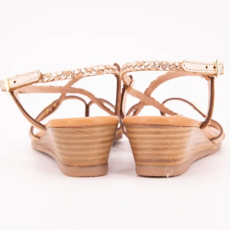 Sandales compensées cuir Homatres irisé avec tresses Femme Femme Sandales