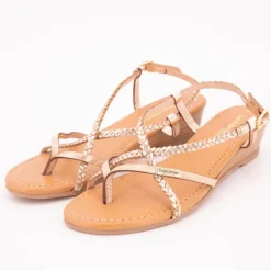 Sandales compensées cuir Homatres irisé avec tresses Femme Femme Sandales