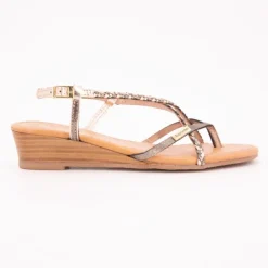 Best Sandales compensées cuir Homatres irisé avec tresses Femme Femme Sandales