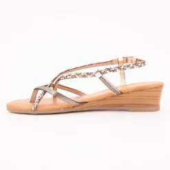 Best Sandales compensées cuir Homatres irisé avec tresses Femme Femme Sandales