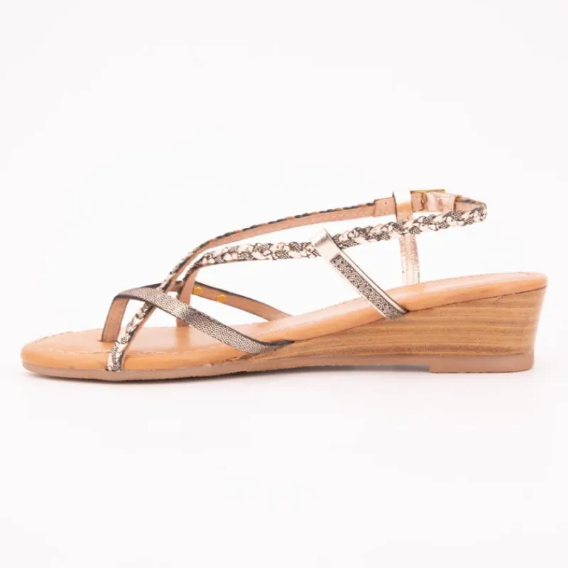 Best Sandales compensées cuir Homatres irisé avec tresses Femme Femme Sandales