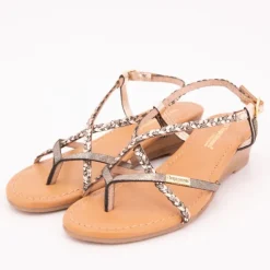 Best Sandales compensées cuir Homatres irisé avec tresses Femme Femme Sandales