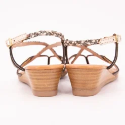 Best Sandales compensées cuir Homatres irisé avec tresses Femme Femme Sandales