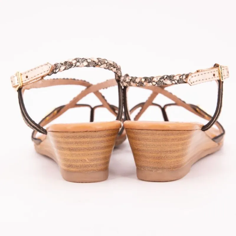 Best Sandales compensées cuir Homatres irisé avec tresses Femme Femme Sandales