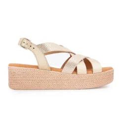 Discount Sandales compensées gold imprimé croco Femme Femme Sandales