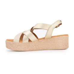 Discount Sandales compensées gold imprimé croco Femme Femme Sandales