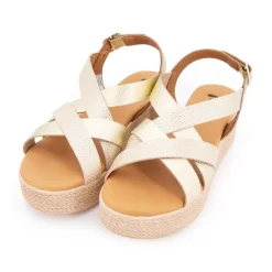 Discount Sandales compensées gold imprimé croco Femme Femme Sandales