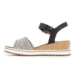 New Sandales compensées imprimé graphique à scratch semelle liège black Femme Femme Sandales