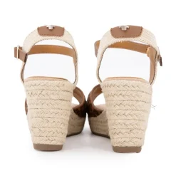 Sandales compensées imprimé léopard avec boucle doré Femme Femme Sandales