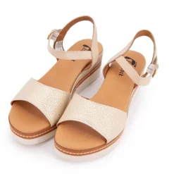 Discount Sandales compensées marron à motif Femme Femme Sandales