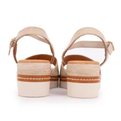 Discount Sandales compensées marron à motif Femme Femme Sandales