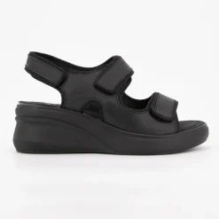 New Sandales compensées es cuir giuly avec deux scratchs Femme Femme Sandales