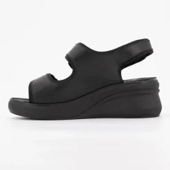 New Sandales compensées es cuir giuly avec deux scratchs Femme Femme Sandales