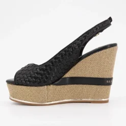 Hot Sandales compensées tissés logo gold Femme Femme Sandales