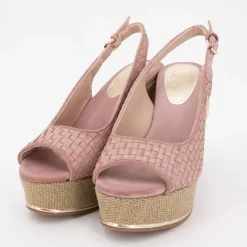 Sandales compensées tissés logo gold Femme Femme Sandales