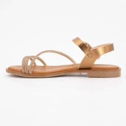 Clearance Sandales cristal boucle rond plat Femme Femme Sandales