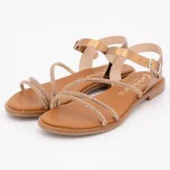 Clearance Sandales cristal boucle rond plat Femme Femme Sandales