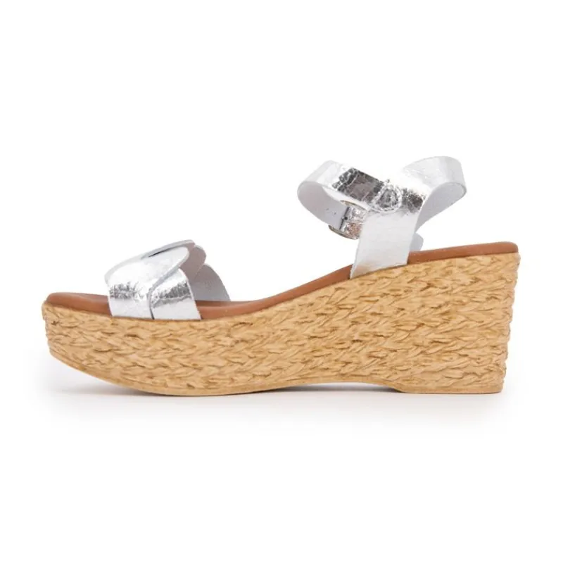 New Sandales cuir craquelé é semelle corde Femme Femme Sandales